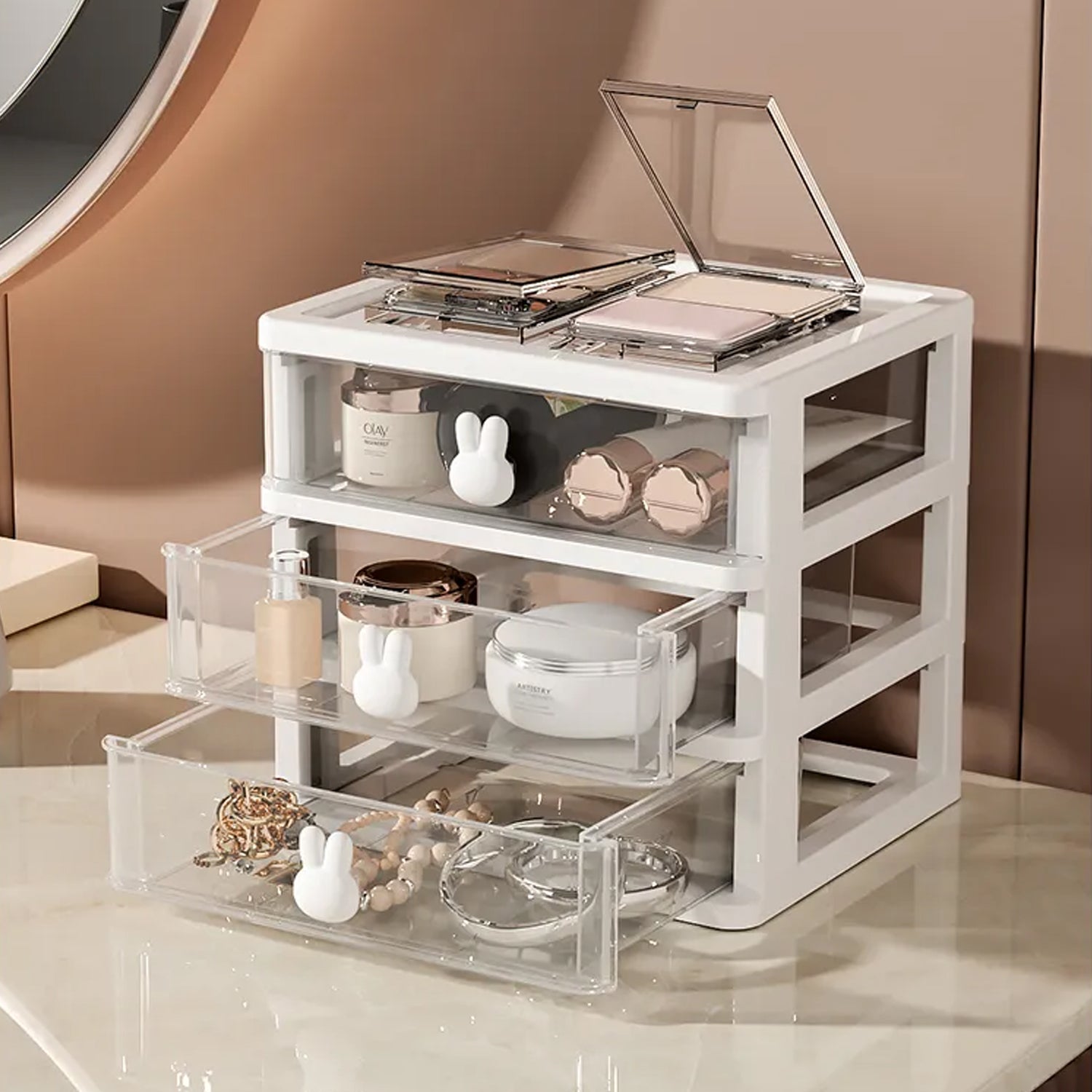 1143 Cartoon Desktop Storage Box Transparent Small Drawer Desk Plastic Mini Storage Box Rabbit Stationery Storage Box DeoDap 1143 Cartoon Desktop Storage Box Transparent Small Drawer Desk Plastic Mini Storage Box Rabbit Stationery Storage Box DeoDap